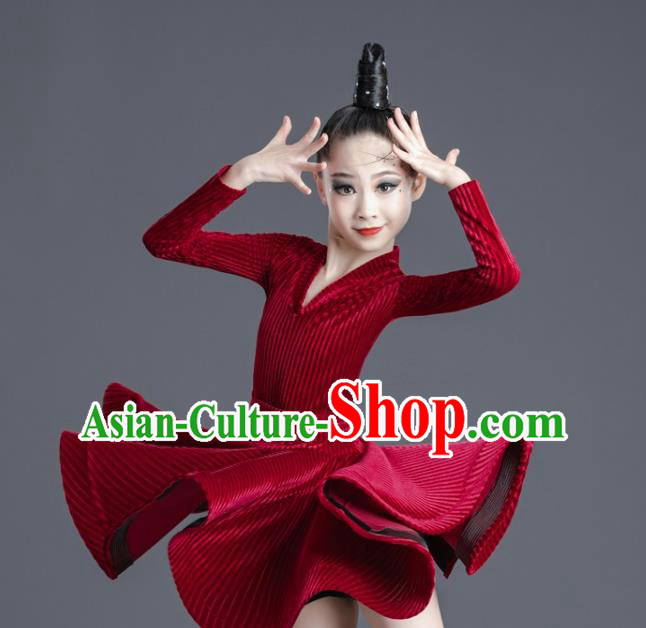 Professional Modern Dance Competition Costume Ballroom Dance Clothing Children Latin Dance Dress