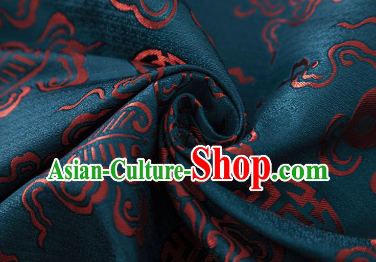 Chinese National Blue Brocade Vest Upper Outer Garment Tang Suit Waistcoat