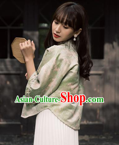 China Tang Suit Upper Outer Garment Classical Light Green Cheongsam Shirt