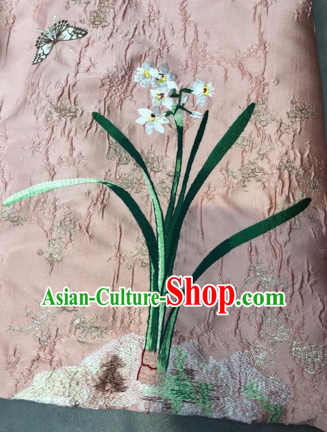Chinese Traditional Winter Cheongsam National Women Clothing Classical Embroidered Orchids Pink Qipao Dress