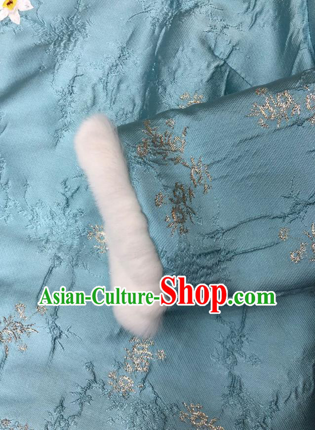 Chinese National Women Clothing Classical Embroidered Orchids Blue Qipao Dress Traditional Winter Cheongsam