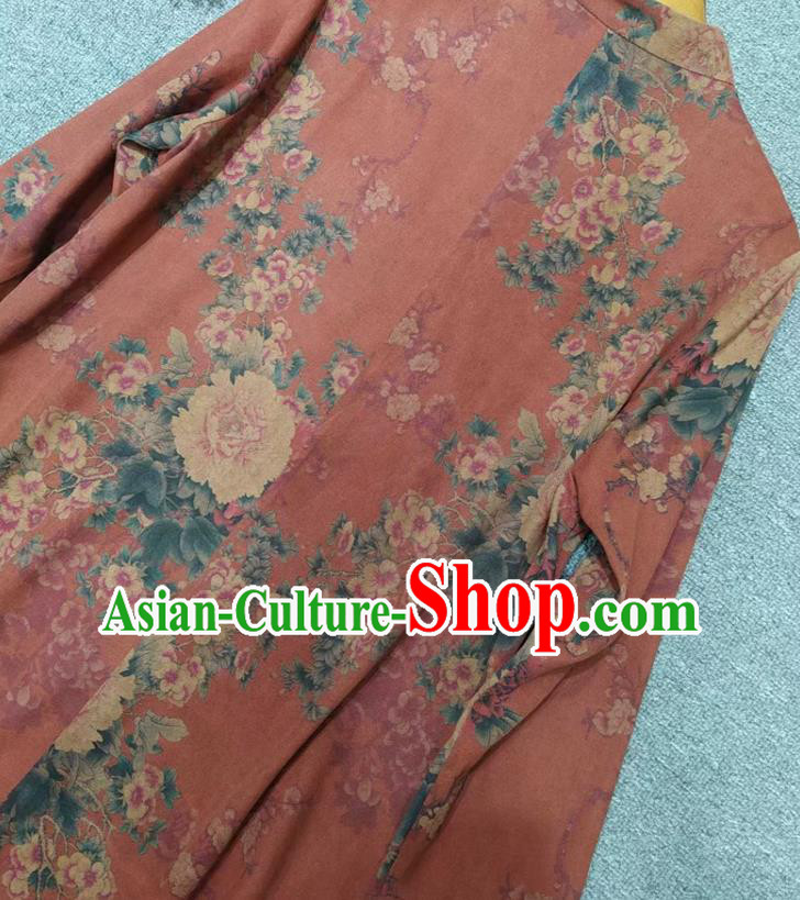 Chinese Classical Red Qipao Dress Traditional Peony Pattern Cheongsam National Women Clothing
