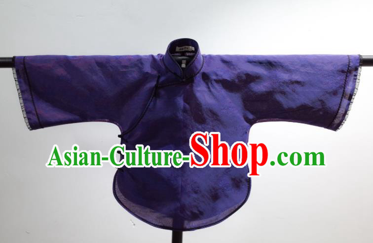 China Cheongsam Blouse Tang Suit Upper Outer Garment Classical Purple Silk Shirt