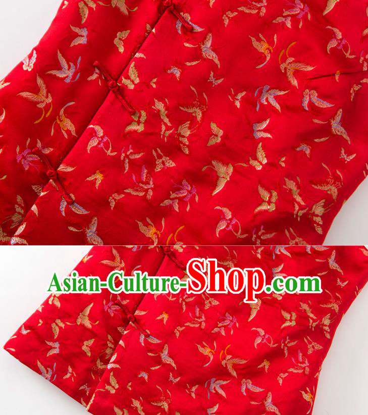Chinese National Women Clothing Tang Suit Winter Red Waistcoat Classical Butterfly Pattern Vest