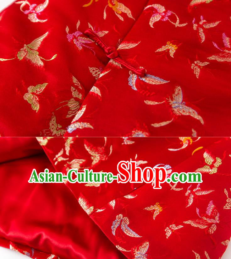 Chinese National Women Clothing Tang Suit Winter Red Waistcoat Classical Butterfly Pattern Vest