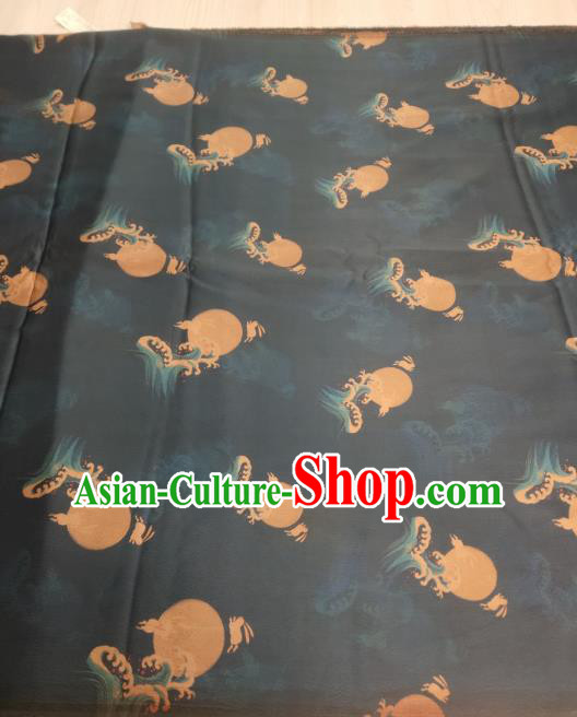 China Cheongsam Fabric Classical Wave Moon Pattern Black Silk Traditional Gambiered Guangdong Gauze