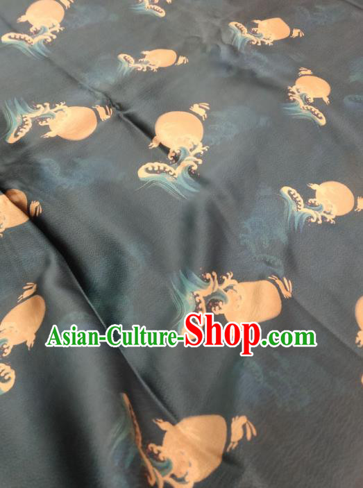 China Cheongsam Fabric Classical Wave Moon Pattern Black Silk Traditional Gambiered Guangdong Gauze