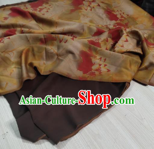 China Traditional Gambiered Guangdong Gauze Cheongsam Satin Fabric Classical Lotus Pattern Yellow Silk