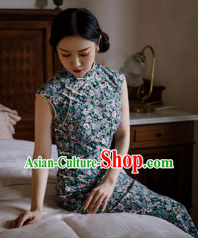 Republic of China Young Lady Qipao Dress Traditional National Women Clothing Classical Cheongsam