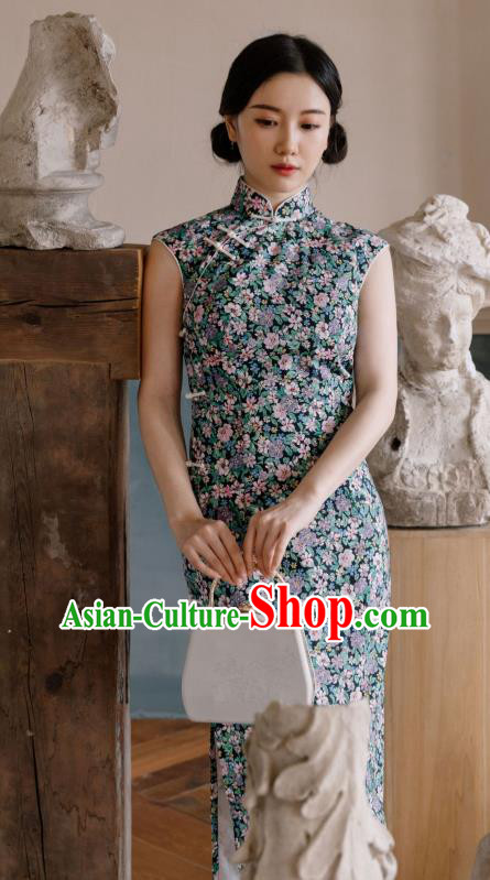 Republic of China Young Lady Qipao Dress Traditional National Women Clothing Classical Cheongsam