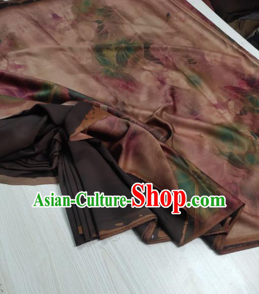 China Classical Silk Cloth Traditional Pink Lotus Pattern Gambiered Guangdong Gauze Cheongsam Satin Fabric