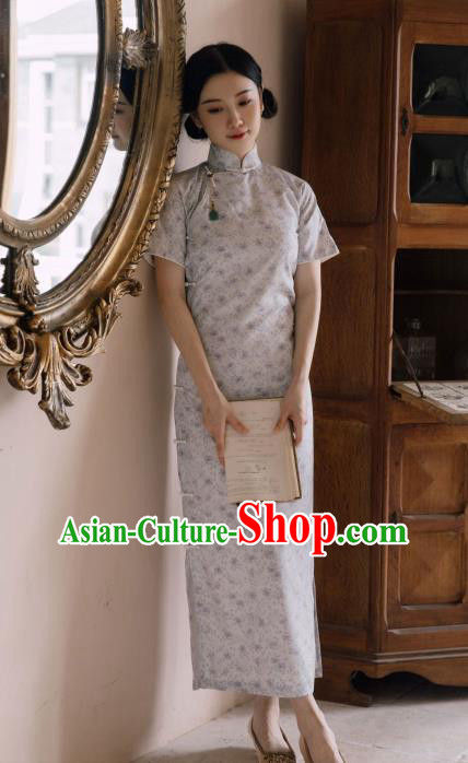Republic of China Traditional Women Clothing Classical Printing Cheongsam National Young Lady Qipao Dress