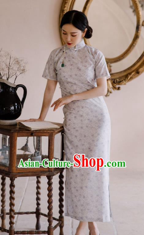 Republic of China Traditional Women Clothing Classical Printing Cheongsam National Young Lady Qipao Dress