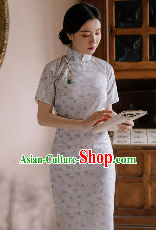Republic of China Traditional Women Clothing Classical Printing Cheongsam National Young Lady Qipao Dress