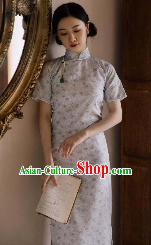 Republic of China Traditional Women Clothing Classical Printing Cheongsam National Young Lady Qipao Dress
