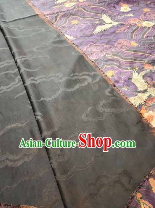 China Cheongsam Silk Fabric Traditional Wave Cranes Pattern Purple Gambiered Guangdong Gauze
