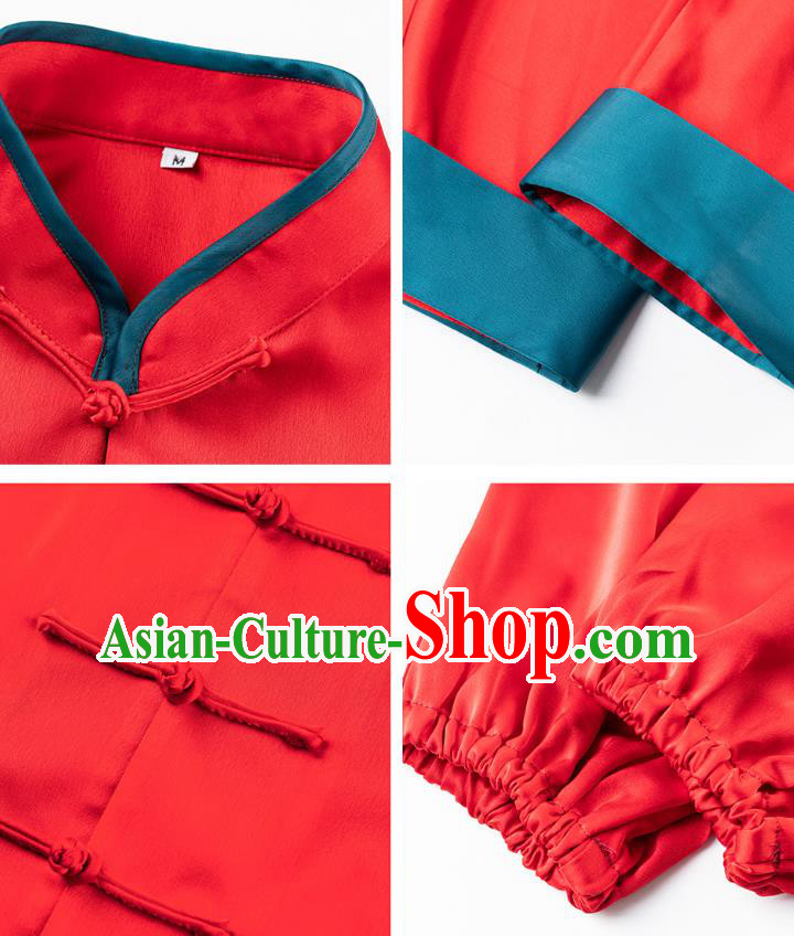China Traditional Tai Chi Training Clothing Woman Martial Arts Red Silk Uniforms