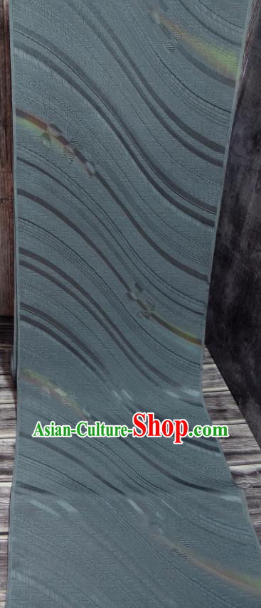 Traditional Japanese Kimono Blue Silk Fabric Asian Japan Classical Stripe Pattern Brocade Tapestry