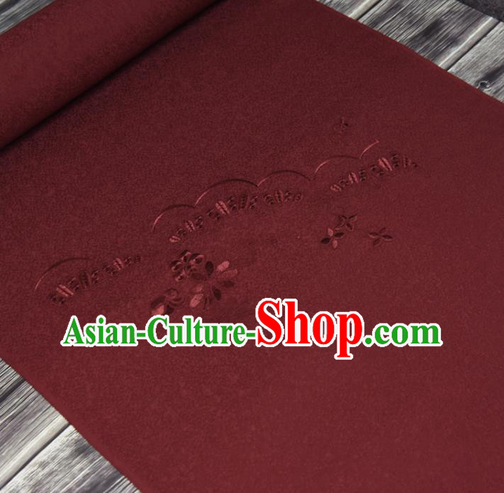 Traditional Japanese Kimono Dark Red Silk Fabric Asian Japan Classical Embroidered Pattern Brocade Tapestry