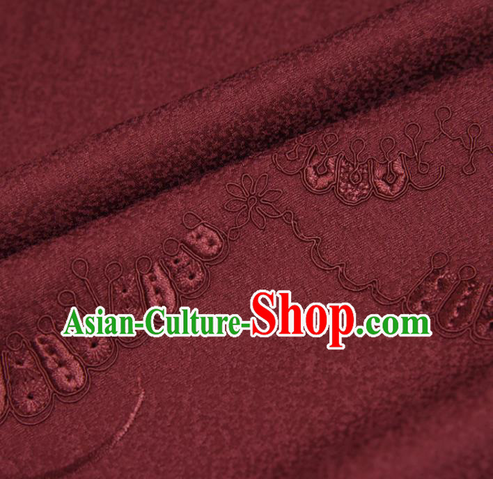 Traditional Japanese Kimono Dark Red Silk Fabric Asian Japan Classical Embroidered Pattern Brocade Tapestry