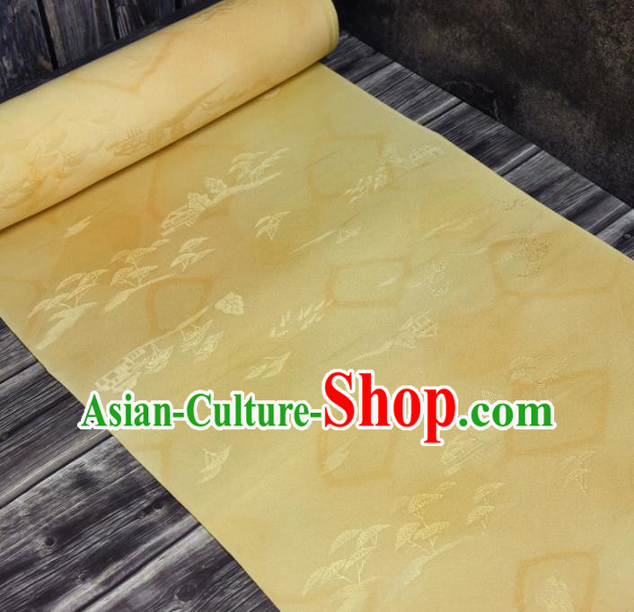 Asian Japan Brocade Tapestry Traditional Qipao Dress Light Yellow Silk Fabric