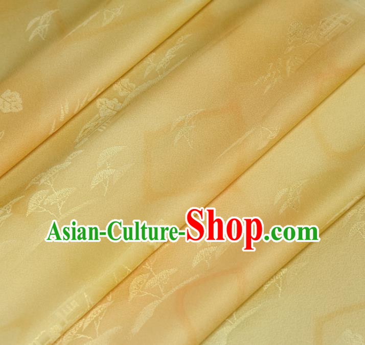Asian Japan Brocade Tapestry Traditional Qipao Dress Light Yellow Silk Fabric