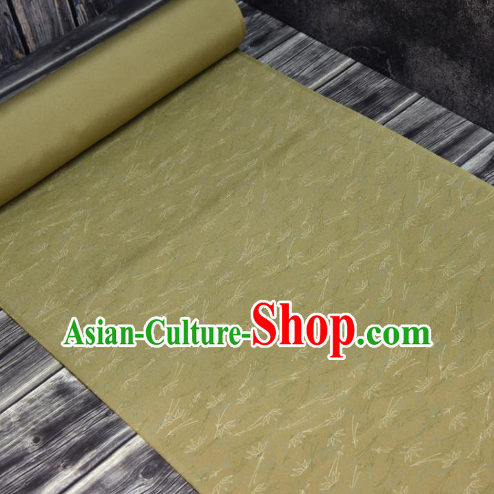 Traditional Japanese Kimono Yellow Pure Silk Fabric Asian Japan Classical Brocade Tapestry