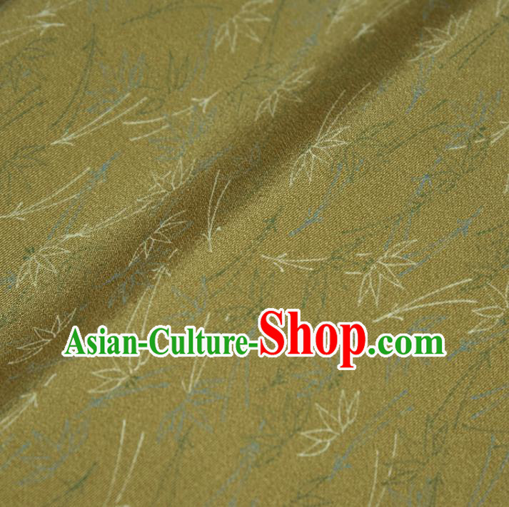 Traditional Japanese Kimono Yellow Pure Silk Fabric Asian Japan Classical Brocade Tapestry