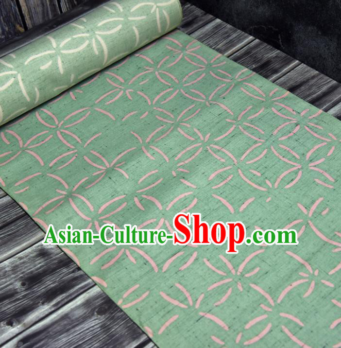 Traditional Japanese Kimono Pure Silk Fabric Asian Japan Classical Wafuku Light Green Cloth Material