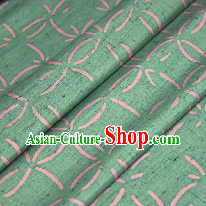 Traditional Japanese Kimono Pure Silk Fabric Asian Japan Classical Wafuku Light Green Cloth Material