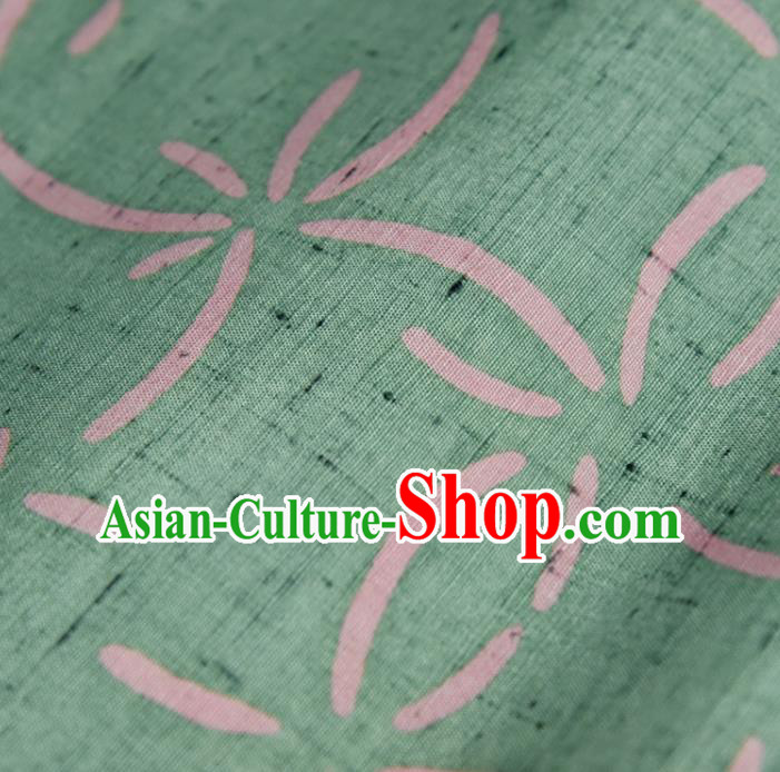 Traditional Japanese Kimono Pure Silk Fabric Asian Japan Classical Wafuku Light Green Cloth Material