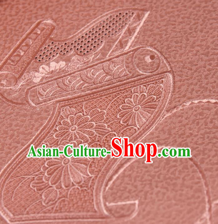 Traditional Japanese Pink Silk Fabric Asian Japan Kimono Classical Embroidered Pattern Brocade Material