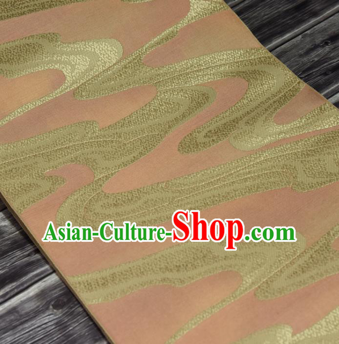 Traditional Japanese Belt Silk Fabric Asian Japan Kimono Classical Yellow Brocade Material