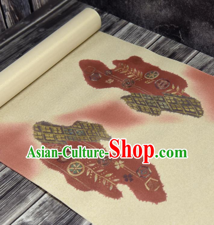 Traditional Japanese Embroidered Pattern Silk Fabric Asian Japan Kimono Classical Belt Brocade Material