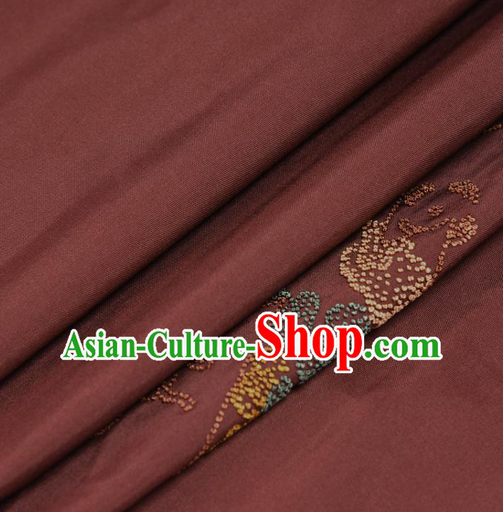 Traditional Japanese Phoenix Pattern Silk Fabric Asian Japan Kimono Purplish Red Brocade Material