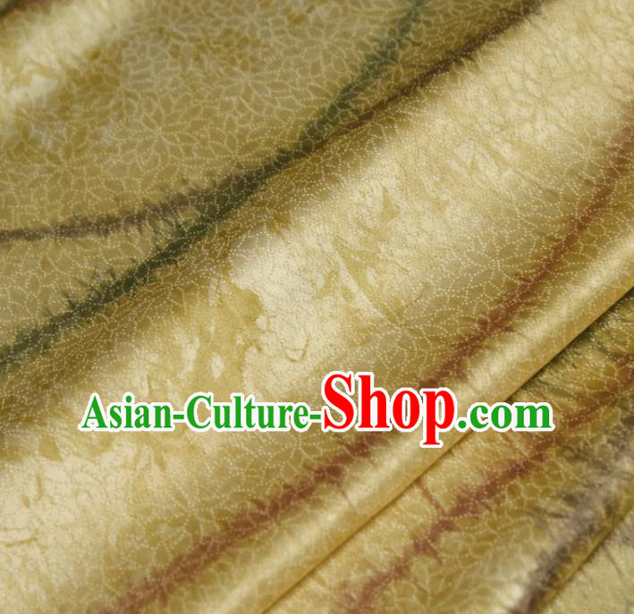 Asian Japan Classical Kimono Brocade Tapestry Traditional Qipao Dress Light Yellow Silk Fabric