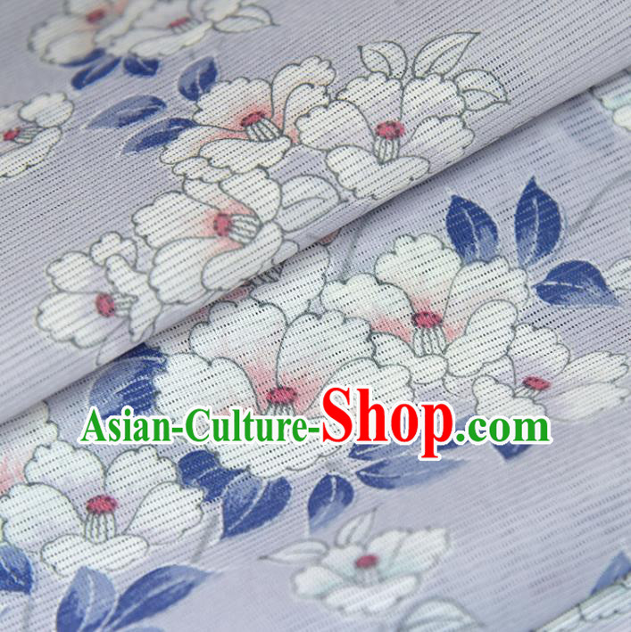 Asian Japan Classical Brocade Tapestry Traditional Qipao Dress Flowers Pattern Lilac Silk Fabric