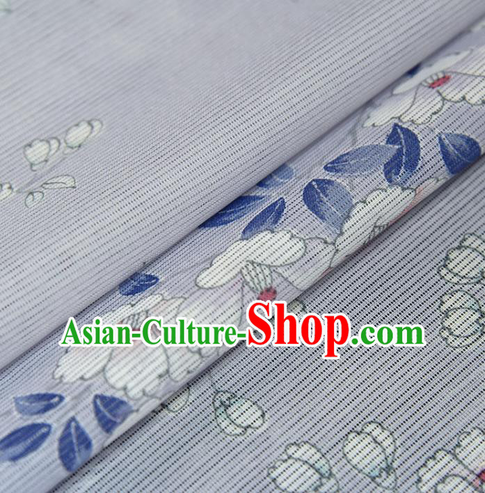 Asian Japan Classical Brocade Tapestry Traditional Qipao Dress Flowers Pattern Lilac Silk Fabric