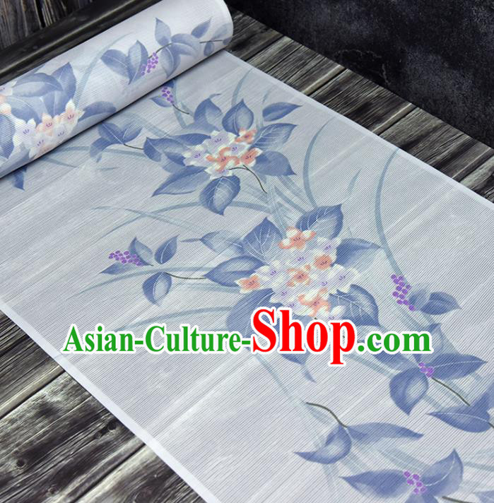 Asian Japan Classical Flowers Pattern Brocade Tapestry Traditional Qipao Dress Light Blue Silk Fabric