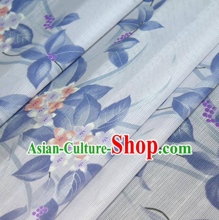 Asian Japan Classical Flowers Pattern Brocade Tapestry Traditional Qipao Dress Light Blue Silk Fabric