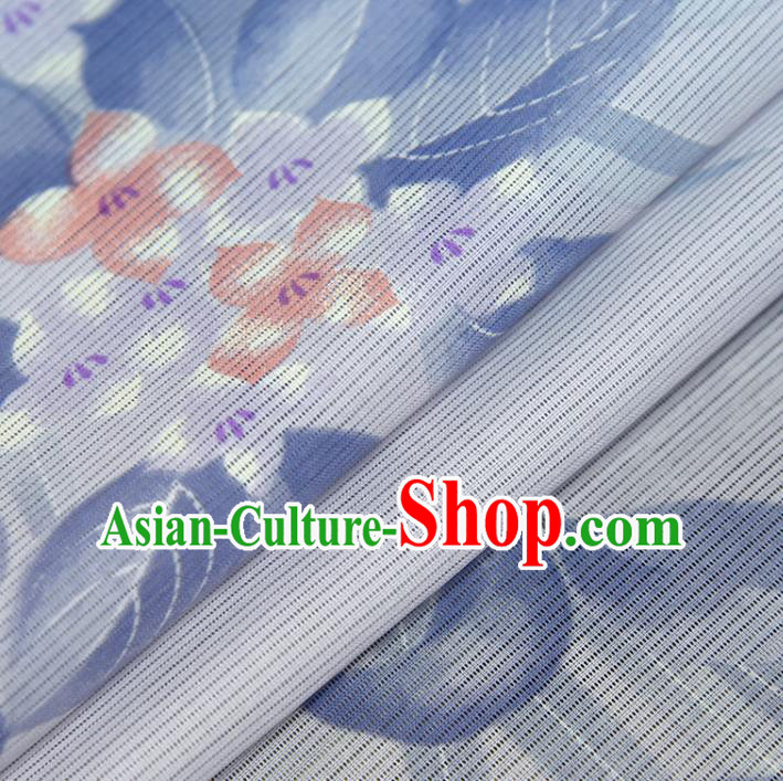 Asian Japan Classical Flowers Pattern Brocade Tapestry Traditional Qipao Dress Light Blue Silk Fabric