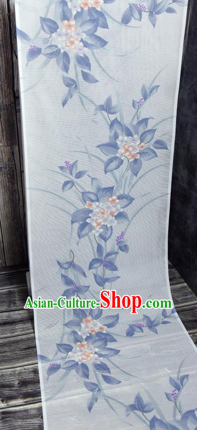 Asian Japan Classical Flowers Pattern Brocade Tapestry Traditional Qipao Dress Light Blue Silk Fabric