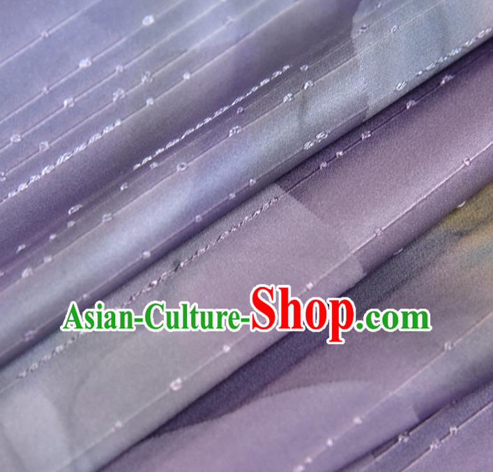 Asian Japan Classical Kimono Brocade Tapestry Traditional Qipao Dress Lilac Silk Fabric