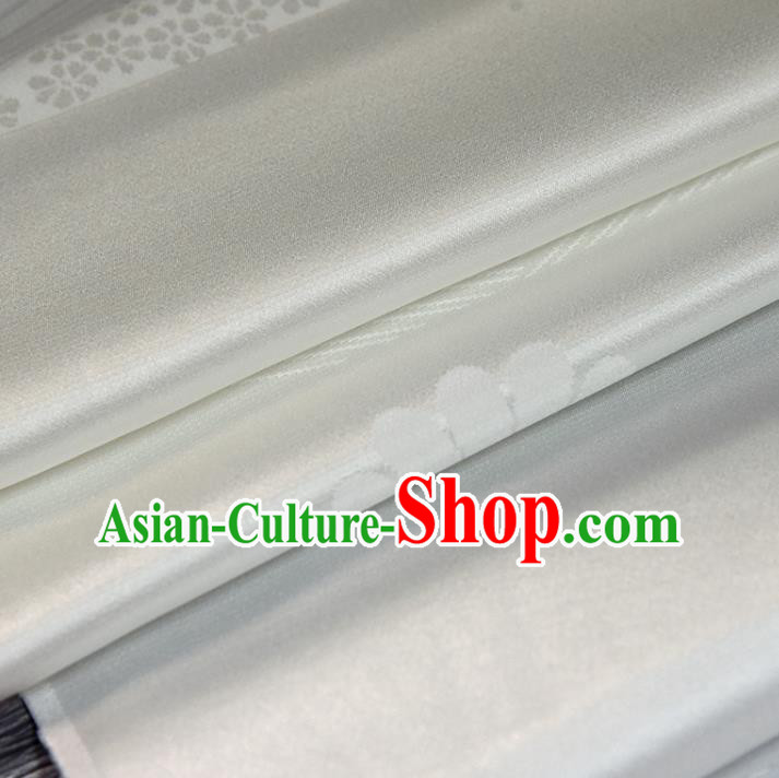 Asian Japan Kimono Brocade Tapestry Traditional Hanfu Dress Chrysanthemum Pattern White Silk Fabric