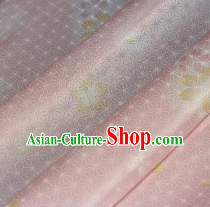 Asian Japan Kimono Pink Brocade Tapestry Traditional Hanfu Dress Classical Sakura Pattern Silk Fabric