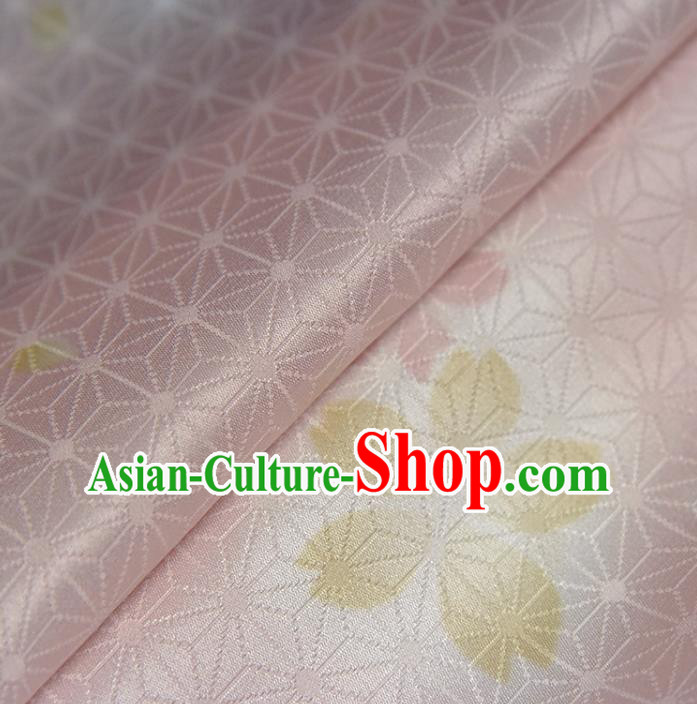 Asian Japan Kimono Pink Brocade Tapestry Traditional Hanfu Dress Classical Sakura Pattern Silk Fabric