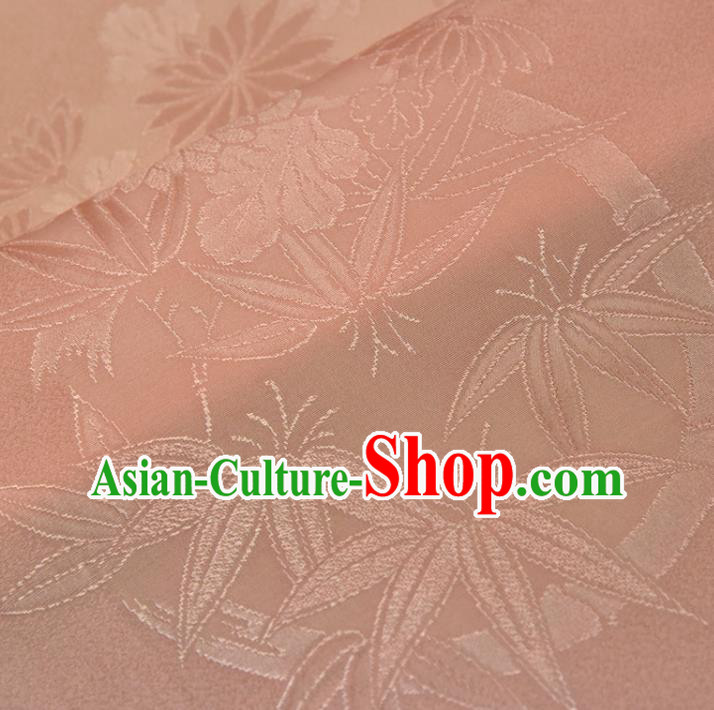 Asian Japan Kimono Brocade Jacquard Tapestry Traditional Sakura Pattern Pink Silk Fabric