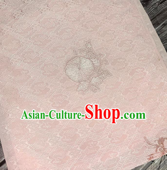 Traditional Japanese Pure Silk Fabric Asian Japan Kimono Embroidered Pattern Pink Brocade Material