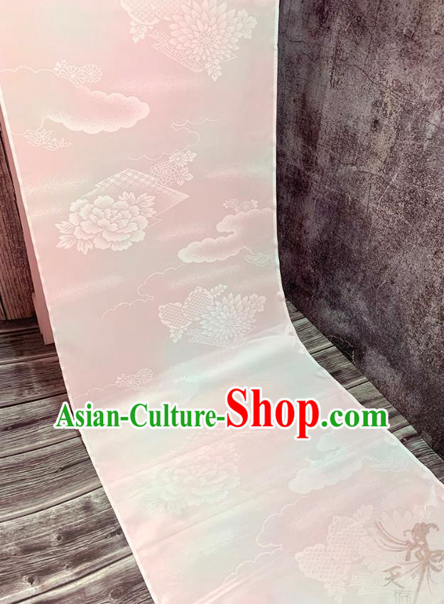Asian Japan Iromuji Kimono Brocade Fabric Traditional Hanfu Dress Classical Chrysanthemum Pattern Pink Silk