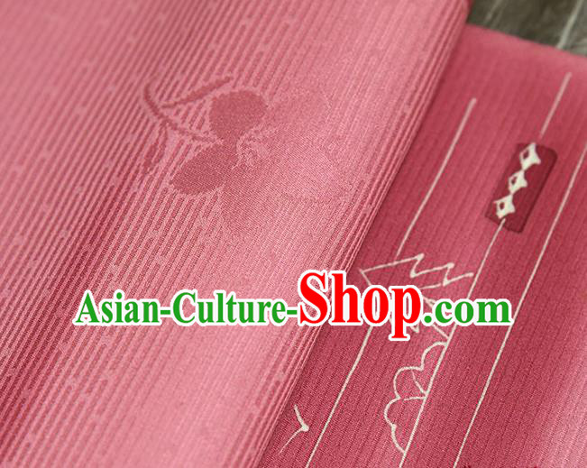 Asian Japan Haori Kimono Brocade Fabric Traditional Hanfu Dress Rosy Silk Cloth
